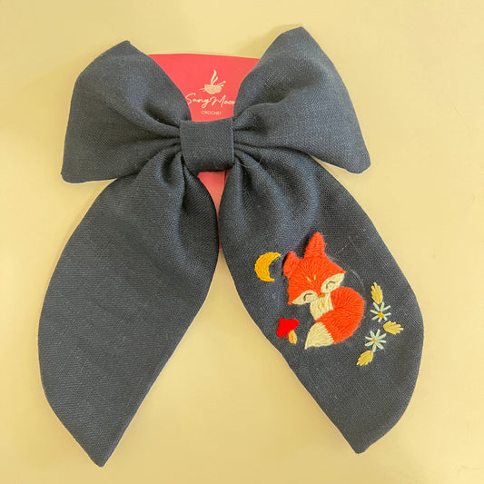 Navy Hair Bow