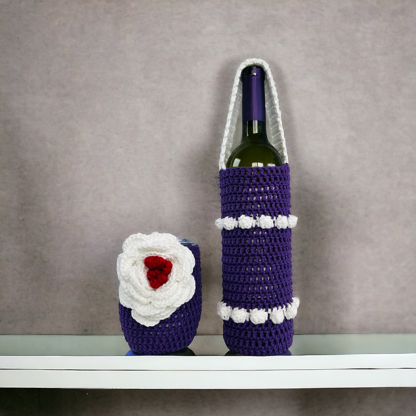 Handmade Wine Tote Bag w/ insulated Wine Tumbler - 1005