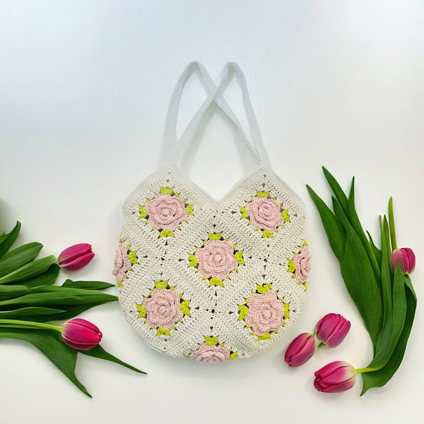 Rose Granny Square Bag - 1002