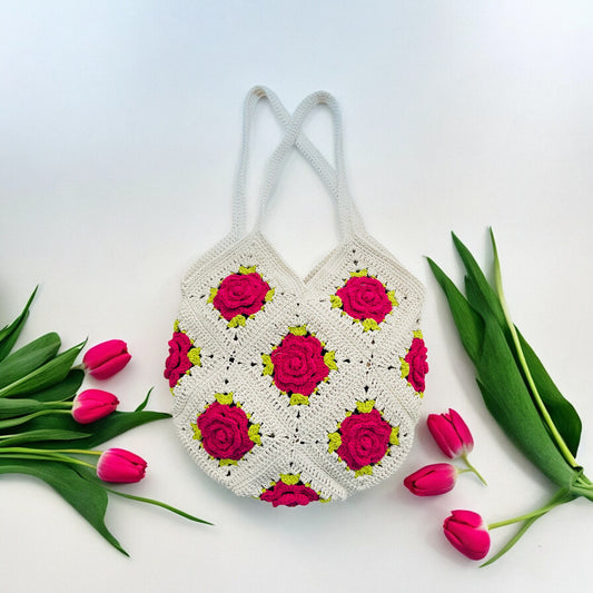 Rose Granny Square Bag - 1001