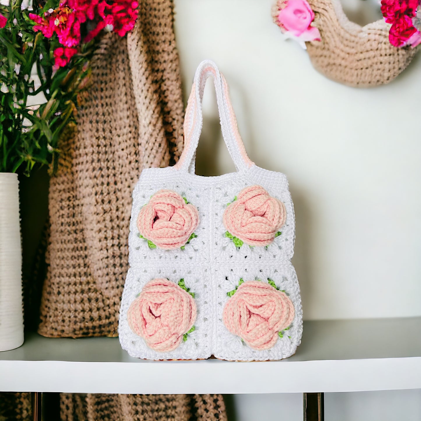 Handmade Flower Granny Bag - 1002