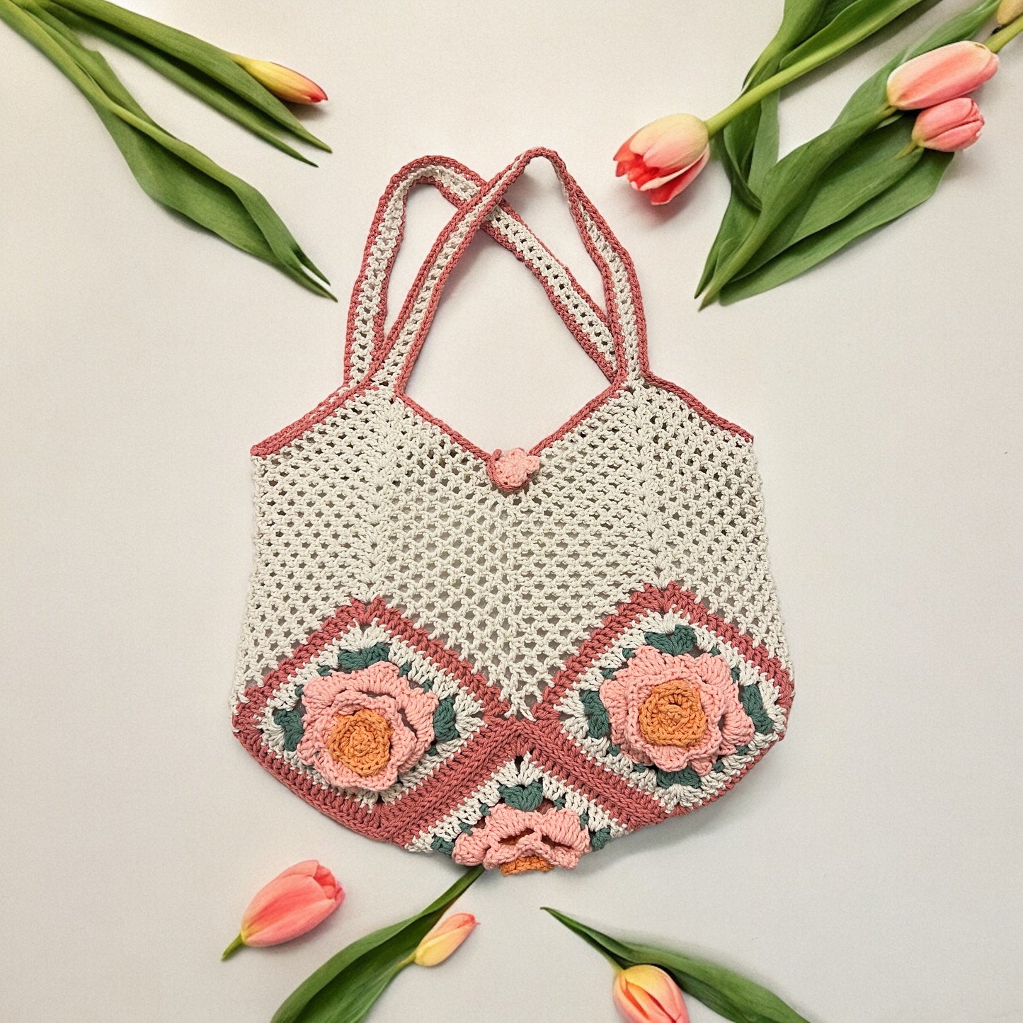 5 Rose Granny Square Bag - 1019