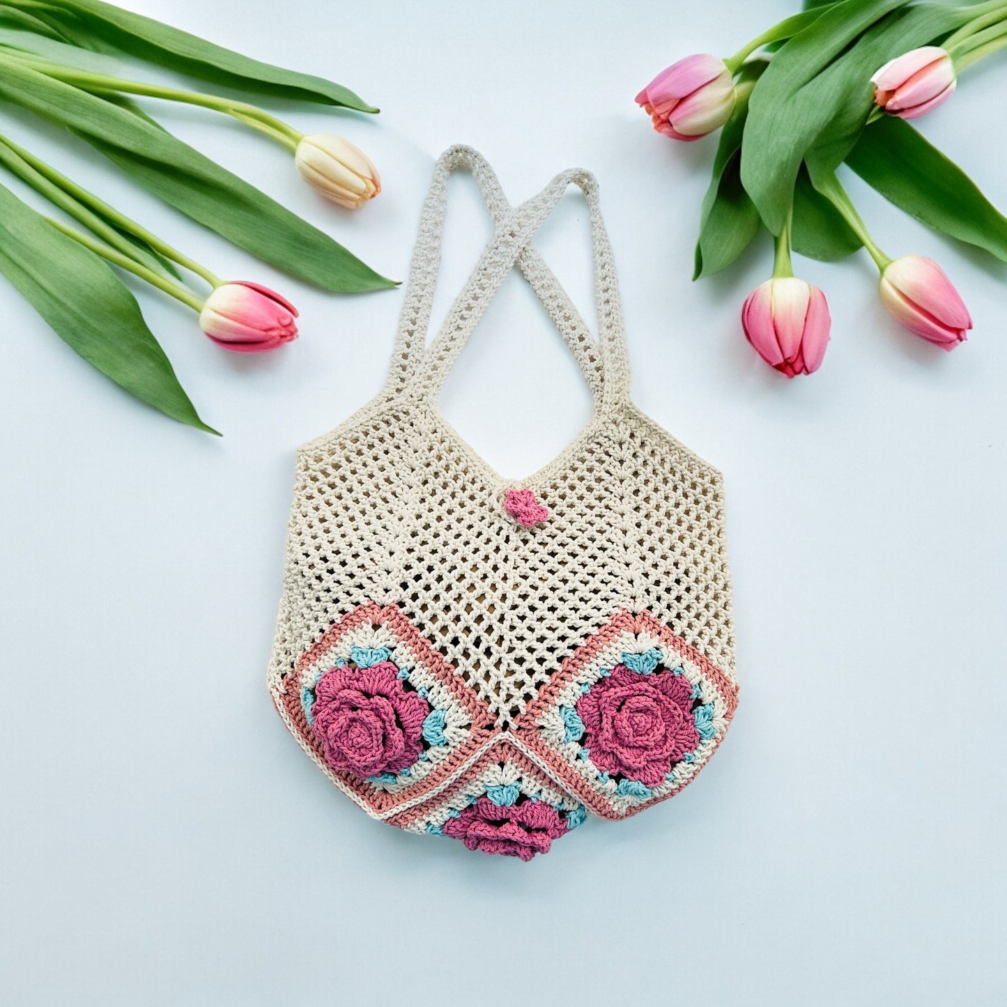 5 Rose Granny Square Bag - 1009