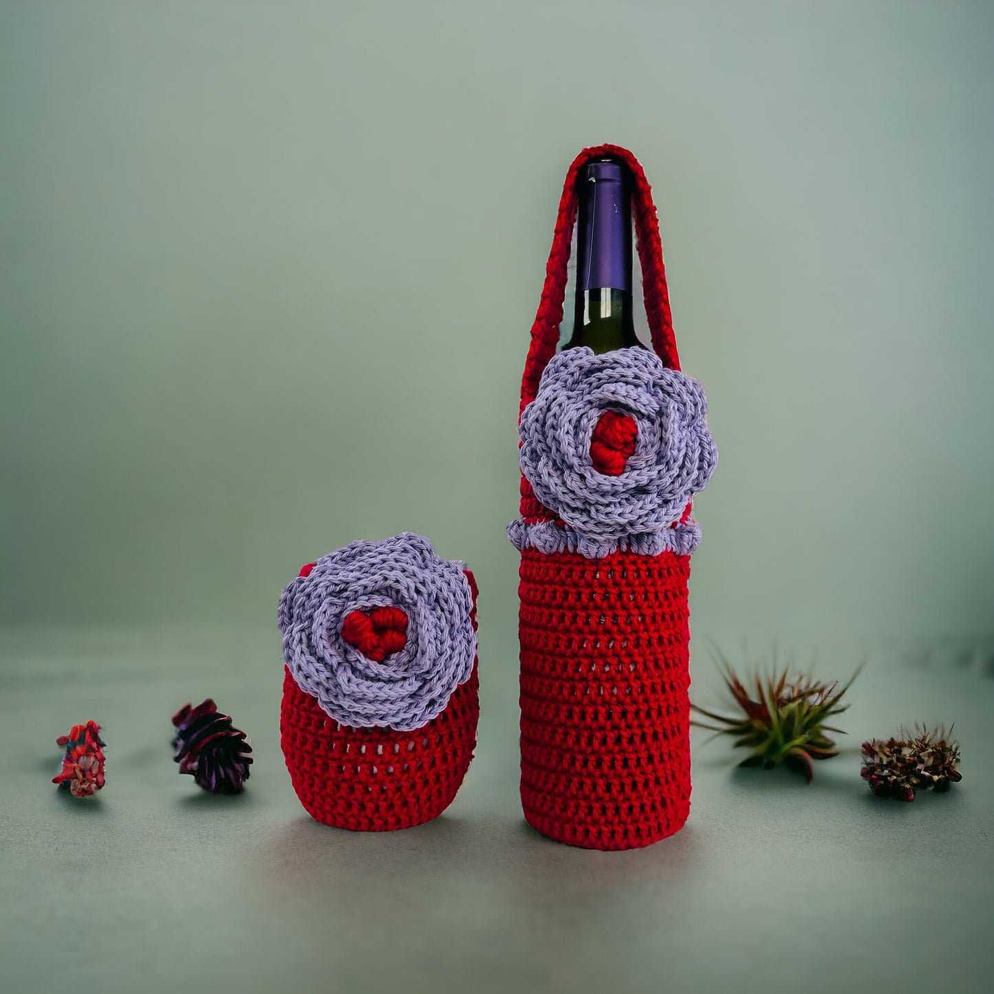 Handmade Wine Tote Bag w/ insulated Wine Tumbler - 1002