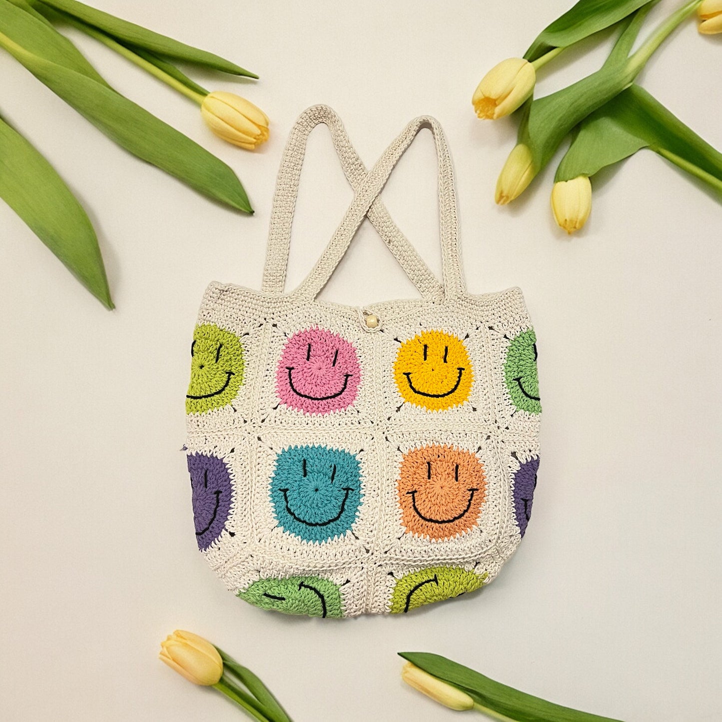 Smiley Face Square Granny Bag - 1002