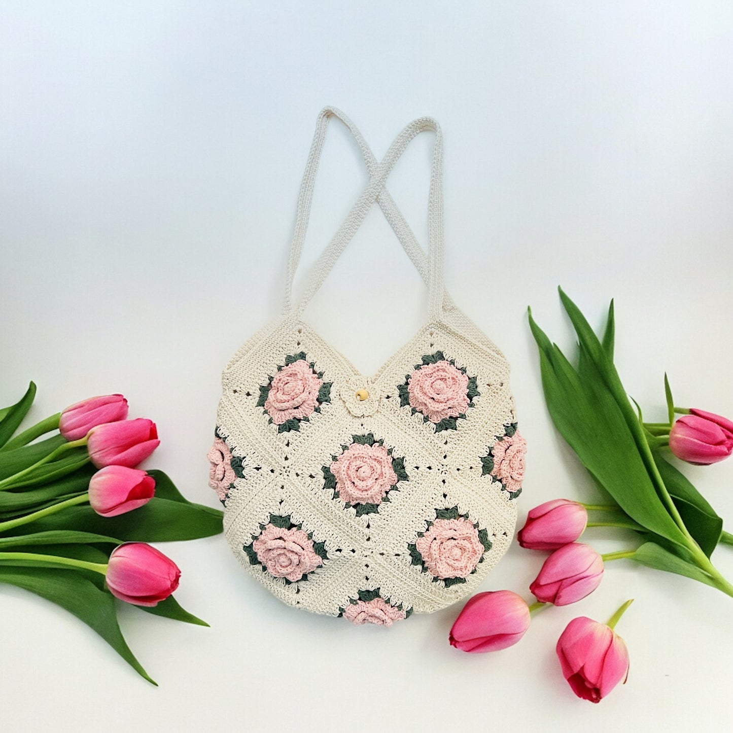 Rose Granny Square Bag - 1004