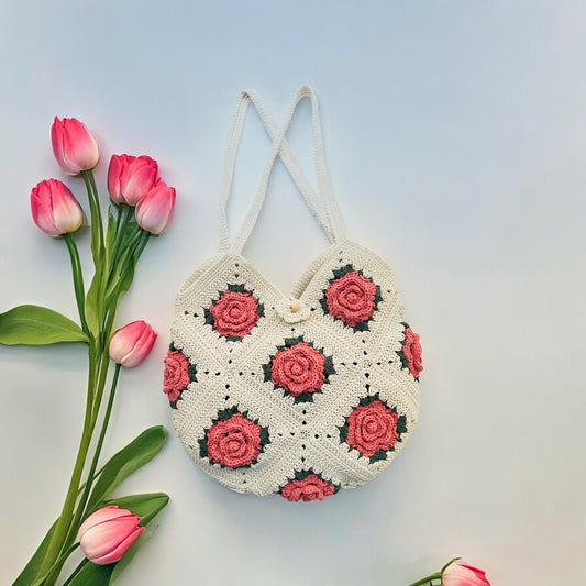 Rose Granny Square Bag - 1005