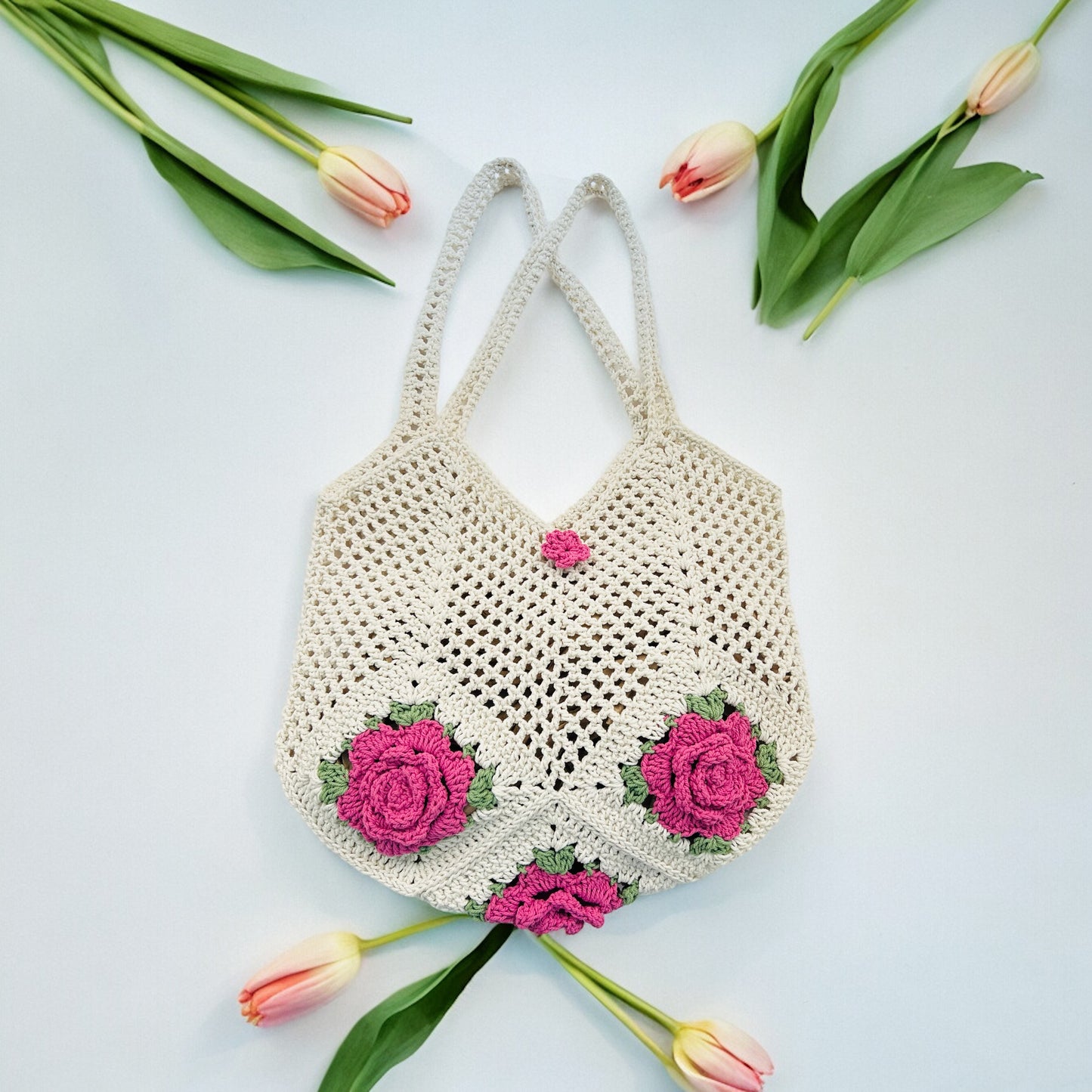 5 Rose Granny Square Bag - 1001