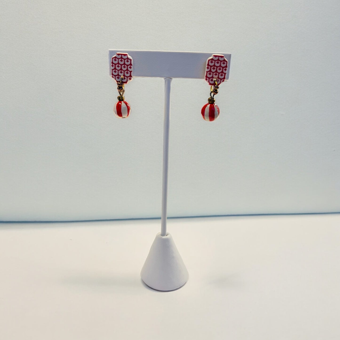 Ceramic Earrings - Lantern Stud with ball - 13-1003