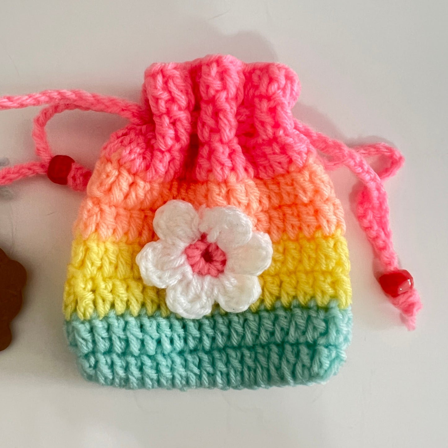 Cute Colorful Flower Drawstring Coin Pouch