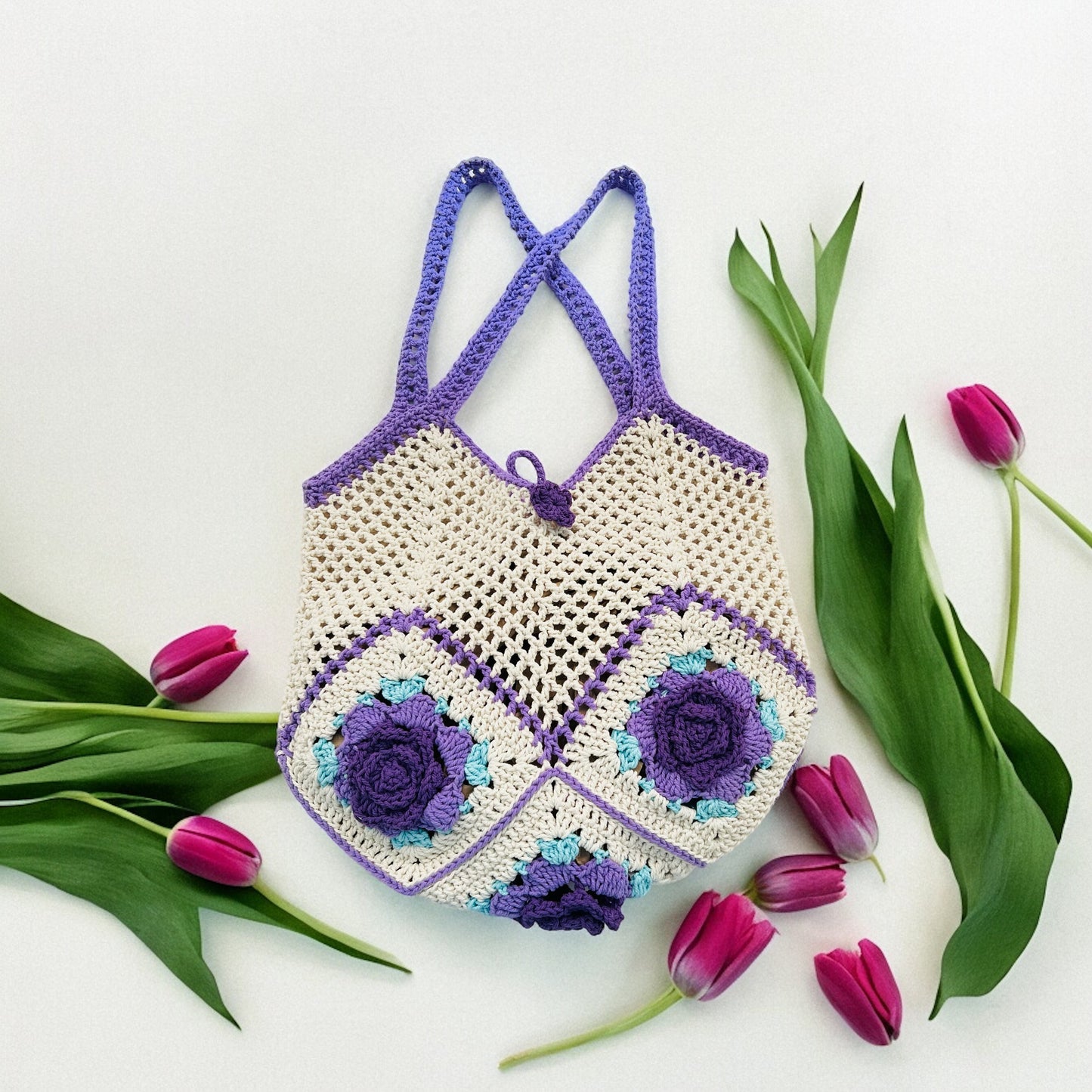 5 Rose Granny Square Bag - 1006