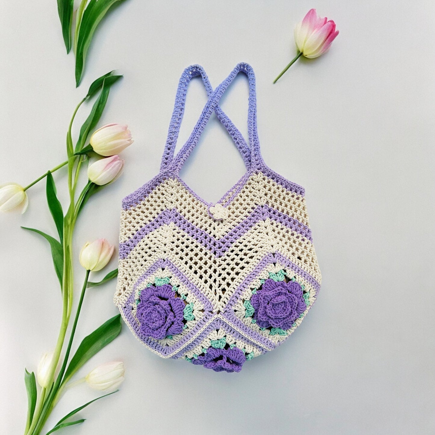 5 Rose Granny Square Bag - 1012